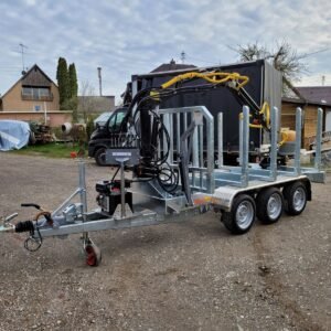 PKW Anhänger Holztransportanhänger HT353017-K mit Ladekran Jansen, Ladefläche (zwischen Rungen) ca. 3.00 x 1,49m